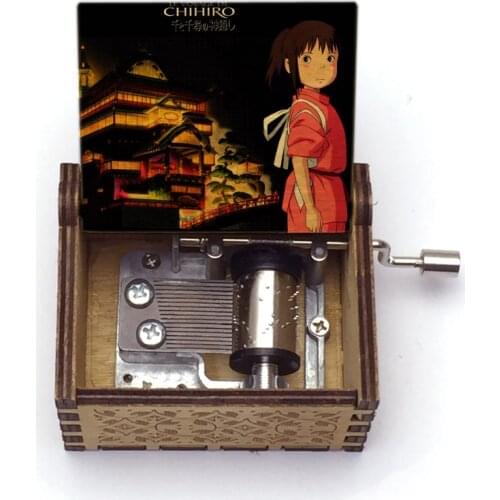 Unique print Wood Music Box Spirited Away always with me Theme Hand Musical Box Childen Gift Birthday Christmas Gift