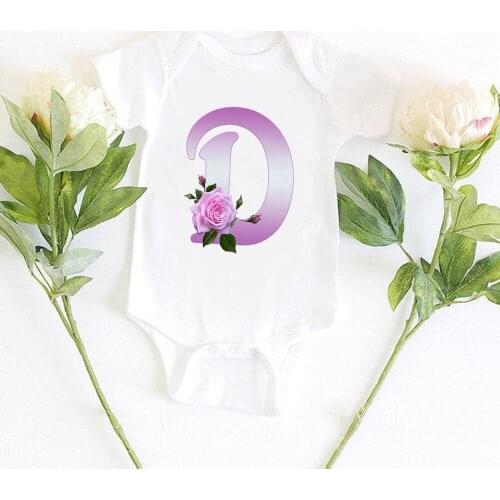 Aesthetic Creative Beautiful Baby Clothes Name Letter Flower Newborn Baby Pajamas Europe Hot Style Baby Girl Body Summer Soft