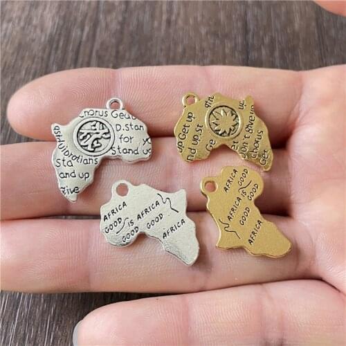 JunKang 10pcs African plate map shape pendant featuring small charms jewelry making DIY handmade bracelet necklace bag hangings