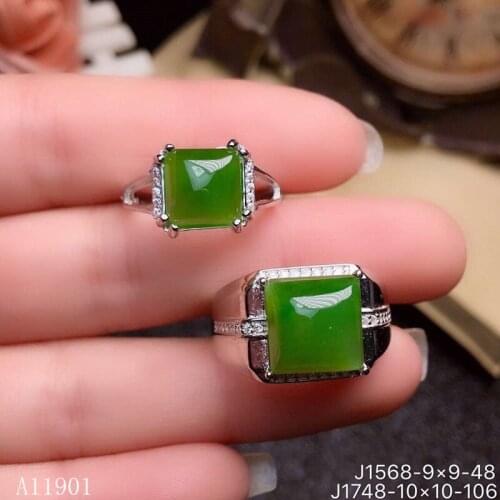 KJJEAXCMY fine jewelry 925 Silver-inlaid Natural Gem Jasper Couple Ring Support Detection zxdsa
