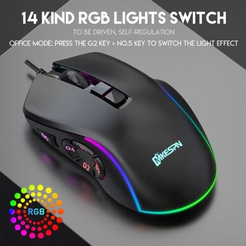 Computer Mouse Gaming Mouse USB Wired Game Mause 7200 DPI Silent Mice With Colorful Light 10 Button For PC Laptop