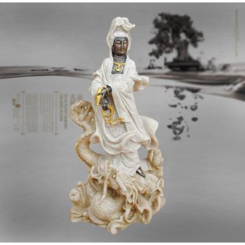 Creative Gifts Home Furnishing Ornament Natural Sandstone Crafts Guanyin Figurine Avalokitesvara Art Work Buddha Statue Guan Yin