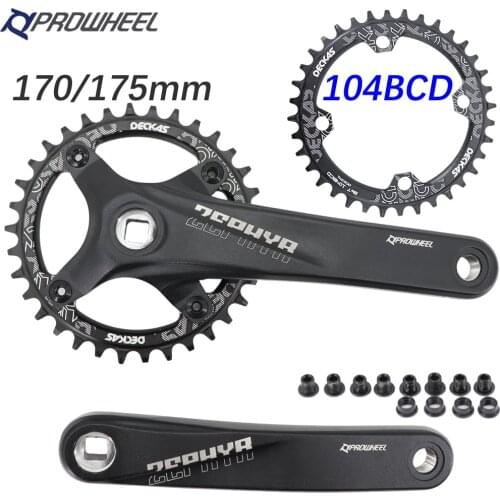 Prowheel crankset square hole MTB Bike 104BCD 170mm 175mm deckas chainring Mountain Bike 30t 32 34 36 38 40T 1x 2x 1 2 speed