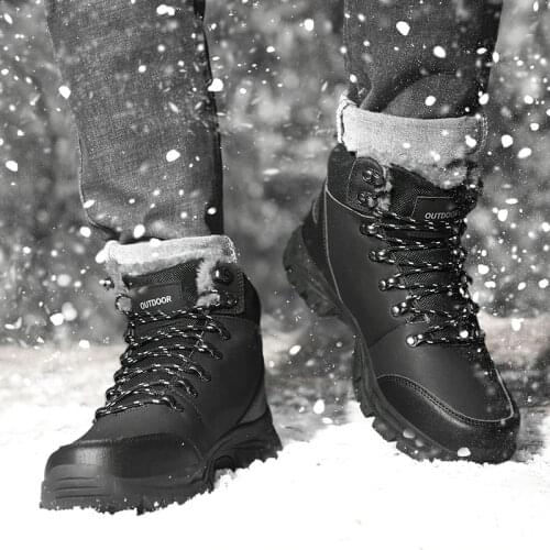 Waterproof Fur Mens Shoes Winter Warm Snow Boots Men Breathable Mens Trainers Mens Trainers Stylish Outdoor Hiking Trainers