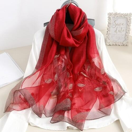 Summer Light Thin Silk Wool Scarf Female Long Shawl Women Sunscreen Bandana Floral Embroidery 2020 Girl Cute Scarves Soft Stoles