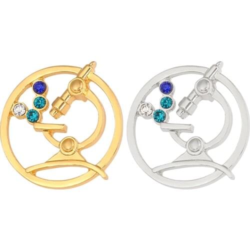 Medical Microscope Crystal Brooches Pins Medical Jewelry Brooch Badge Biology Chemistry Student Graduation Souvenir Gifts