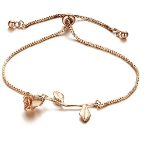 Fashion Elegant Small Fresh Rose Flower Bracelets for Women Jewelry Gifts