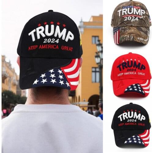New Donald Trump 2024 USA Baseball Cap Adjustable Elastic Cotton Sports Hat Camouflag Patriotic Inspiring Hat Wholesale