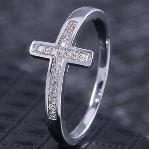 2021 new arrival trendy The Cross 925 sterling silver fashion ring for girl gift Christmas gift jewelry wholesale R5717