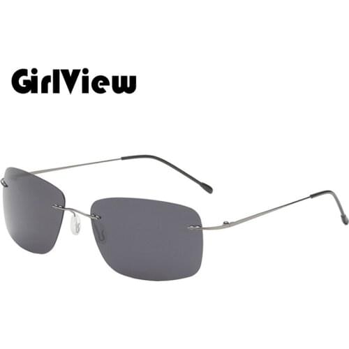 Girlview B Titanium Polarized Color Film Frame Folding Leg Frameless Glasses Men and Women Driving Mirror Sunglasses Sunglasses