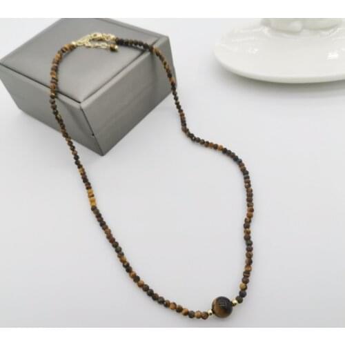 Real Tigers Eye Natural Stone Gemstones Choker Necklace Bohemian Necklace Boho Collier Femme 14K Gold Filled Women Jewelry