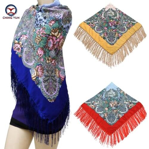 Tassel Scarf 2016 Winter New Fashion womens Cotton Square Floral Printed Brand shawls Female Scarf women cotton scarves wraps1