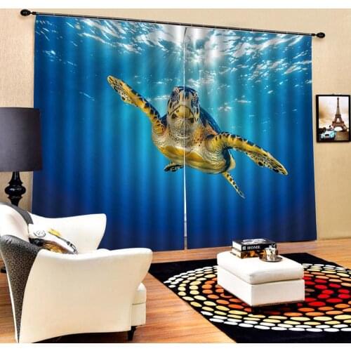 Drapes Cortinas Customized size Luxury Blackout 3D Window Curtains For Living Room blue ocean curtains
