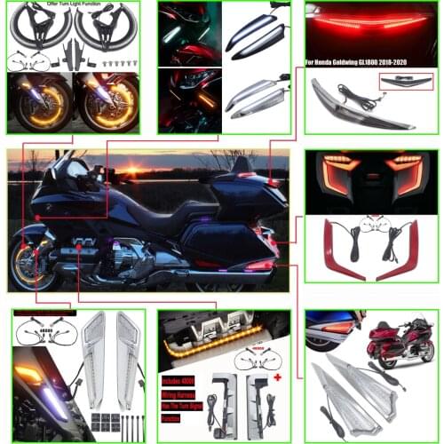 Chrome or Black Motorcycle Front and Rear Turn Signal LED Brake Light For Honda Gold Wing GL 1800 GL1800 F6B 2018 2019 2020 2021