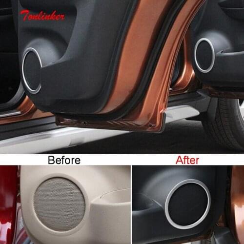 Tonlinker Interior Car Door Speaker Cover Stickers for Nissan X-Trail 2014-19 Car Styling 4PCS ABS/Stainless Steel Cover sticker