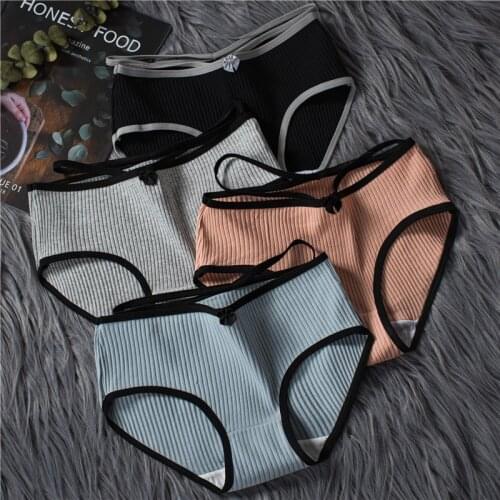 QIWN Soft Cotton Seamless Panties for Women Sexy Low Rise Sport Briefs with Bow Belt Female Breathable Underwear Lady Lingerie