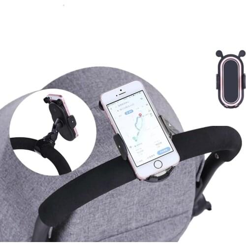 360 Degree Rotate Baby Stroller Accessories Universal Baby Carriage Holder Adjustable Mount Bracket Mobile Phone Stander Pink