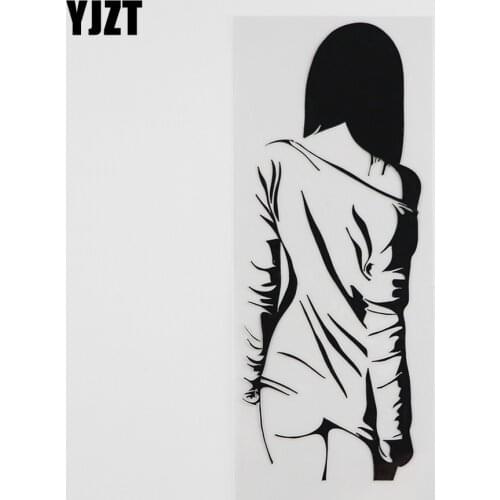 YJZT 7.1CMX18.6CM Super Hot Sexy Girl Cool Vinyl Car Sticker Black/Silver 8A-0426