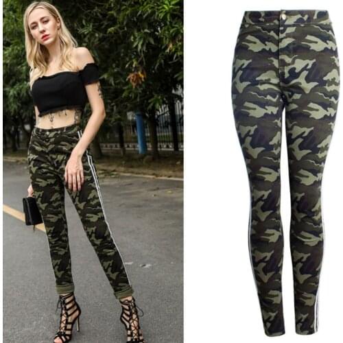 Camouflage Strip Skinny Plus Size High Waist Jeans Woman New Casual Bodycon Hot Sexy Denim Ladies Jeans Women Pants Streetwear
