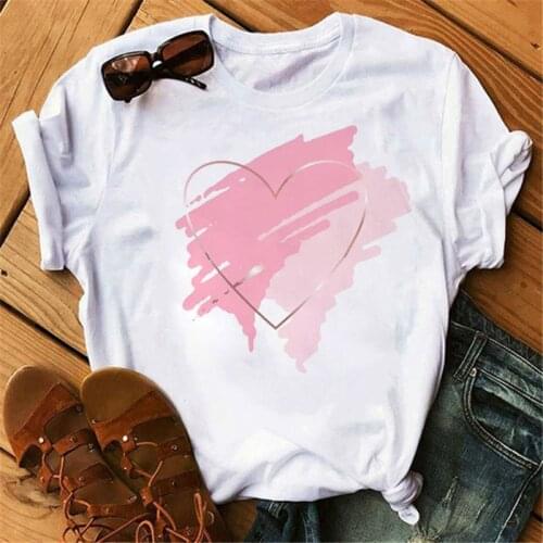 ZOGANK Ladies Cute Graphic Tops Fashion Women T Shirt Pink Heart Print T Shirt Female Harajuku Tee Shirts Love T-shirt T-shirt