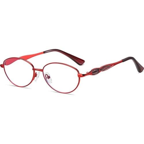 +1.5 2.0 2.5 3.0 3.5 4.0 Diopter Anti Blue Light Cat Eye Reading Glasses Women Alloy Eyeglasses Presbyopia Prescription