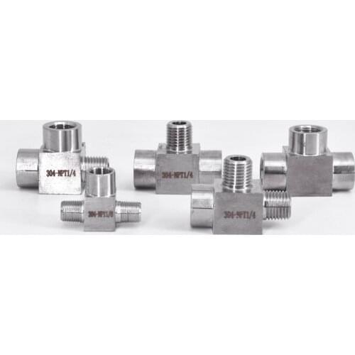 1/8" 1/4" 3/8" 1/2" BSP NPT Female Male Tee 3 Ways SS 304 Stainless Steel Pipe Fitting Connector Splitter Block High Pressure
