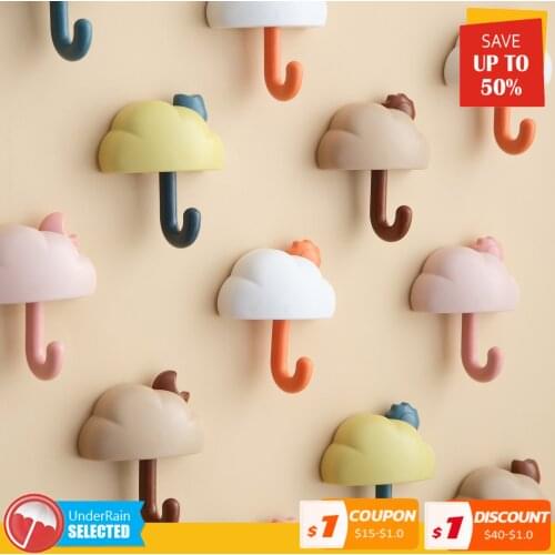 3pcs Creative Cloud No Punching Hooks Set Strong Adhesive Key Holder Wall Hanging Kitchen And Bathroom Behind The Door Hanger