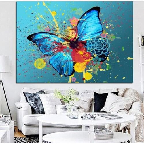 Abstract Graffiti Butterfly Canvas Painting Pictures for Home Design Big Size Street Art Wall Art Animal Poster Kids Room Decor