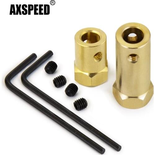 AXSPEED 3/4/5/6/7/8mm Brass Extended Hexagonal Copper Shaft Coupling Wheel Tire Motor Transmission Connector for RC Car Boat
