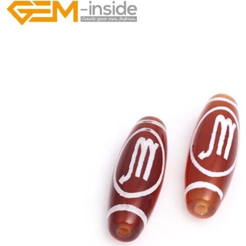 Gem-inside 10x30mm Natural 12 constellation red agates Stone Beads for popular fashion Making DIY Gift