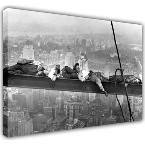 Black And White Photo Napping Atop A Skyscraper Wall Art Canvas Painting Art Poster Print Wall Picture for Living Room