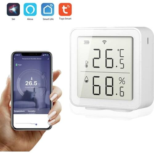 Tuya WIFI Temperature And Humidity Sensor Indoor Hygrometer Thermometer With LCD Display Working With Smart Life/Alexa Google