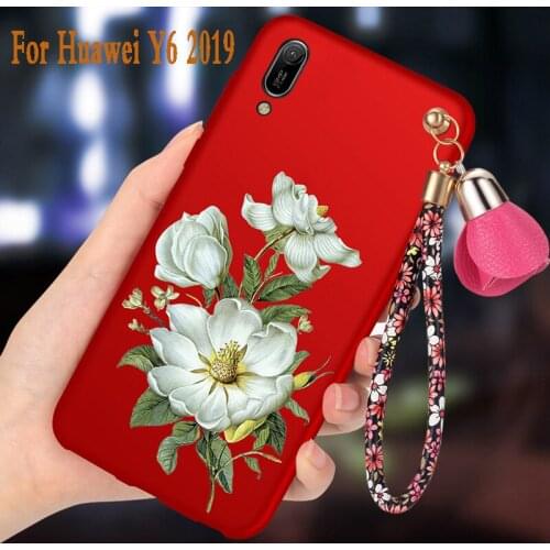 For huawei Y6 2019 case silicone luxury 3D Flowers funda protection mobile phone bag For Huawei Y6 prime 2019 Cover pro TPU Soft