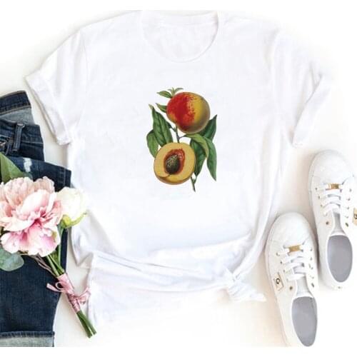 Fruit Pattern T Shirt Women O-Neck Short Sleeve Tshirt Women Funny Printing Femme T-shirts Harajuku Vintage Kawaii Tops