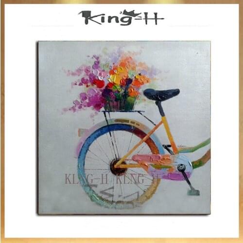 Cuadros de pared pinturas al óleo de bicicleta pintadas a mano sobre lienzo bicicletas abstractas modernas pinturas artísticas