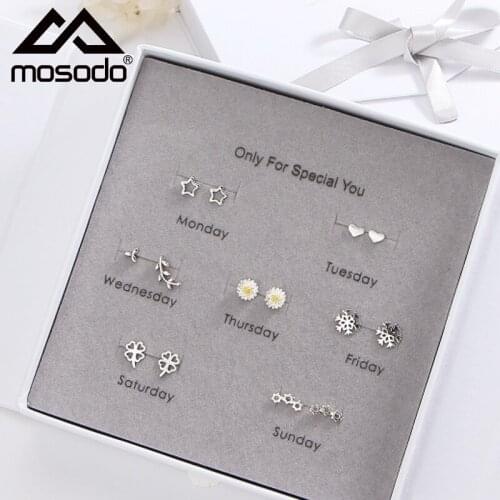 Mini Earrings Women Flower Snowman Ice Flower Elk Christmas Tree Versatile Earrings Seven Days A Week Combination Earrings Set