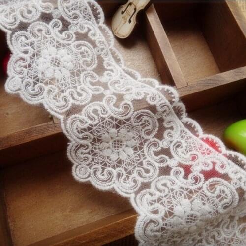 Free Shipping Hard Gauze Cotton Thread Embroidery Lace Fabric DIY Lace Trim Width 8.5cm 5Yds/lot