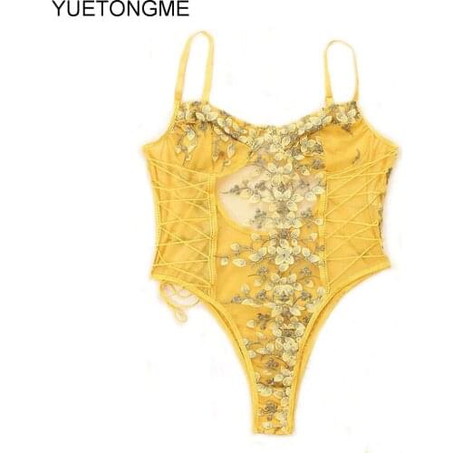 Backless Halter Lace Bodysuit Transparent Female Body Hot Sexy Teddies 2021 Jumpsuits Women Deep V Sheer Bodysuits TSP105