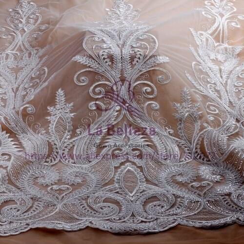 La Belleza New Off white Cord sequins wedding dress lace fabric 51"width 1 yard SNZX1801
