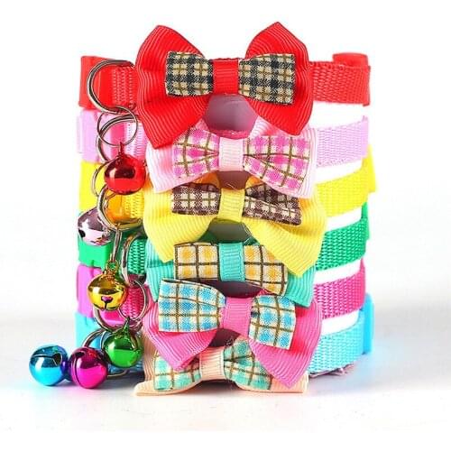 Cute Bell Collar Bowknot Cats Dog Collar Teddy Bomei Dog Cartoon Funny Footprint Collars Leads Cat Accessories