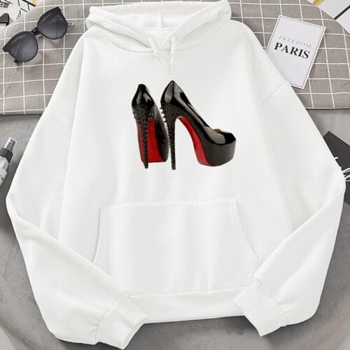 Fashion High heels Printed Sweatshirt Hoodies Tops Girl Hoodie Personality Ladies Hip Hop Apparel Sweatshirts pullover Clothing