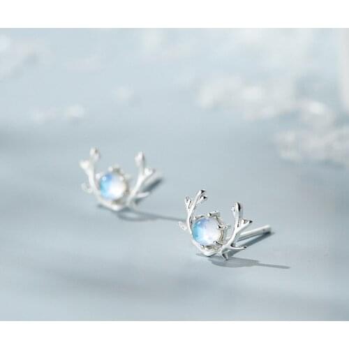 Fashion 925 Sterling Silver Opal Deer Stud Earrings For Women Christmas Jewelry Pendientes Brincos eh374