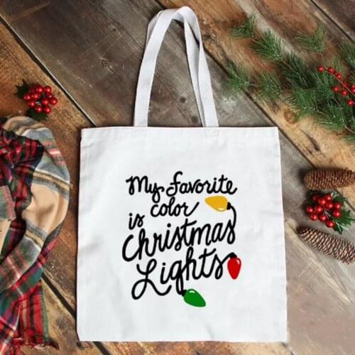 My Favorite Color Is Christmas Light Women Canvas Shopping Bag Summer Fashion Casual Tote Bag Handbag Shopper Storage Bags