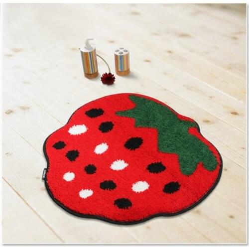 NiceRug Red Strawberry Design Living Room Ultrasoft Microfiber Carpet Anti-skidding Door Mat For Bedroom Tappeto Salotto Moder