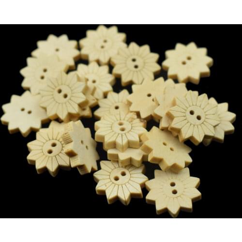 100PCs NEW Natural Wooden Buttons Sunflower Shape Scrapbooking DIY Craft Sewing Accessories 2 Holes Clothing Accessories