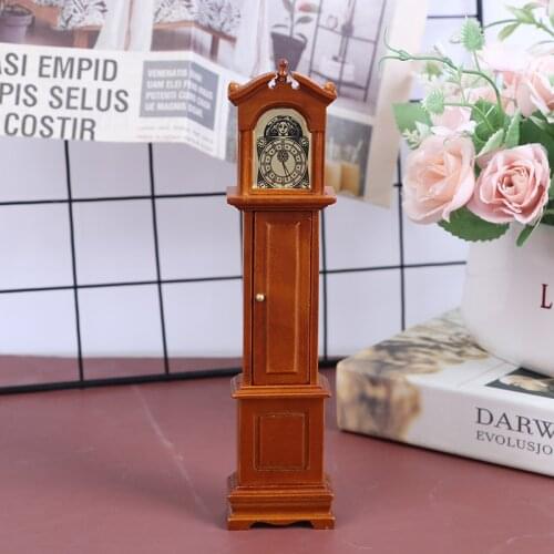 New 1Pc 1:12 Dollhouse Mini Furniture Wooden Floor Clocks Ornaments For Dollhouse Decals
