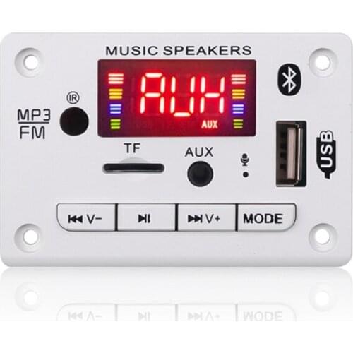 New 5V/12V MP3 Decoder Board Bluetooth 5.0 Car FM Radio Module Supports FM TF USB AUX Recorder