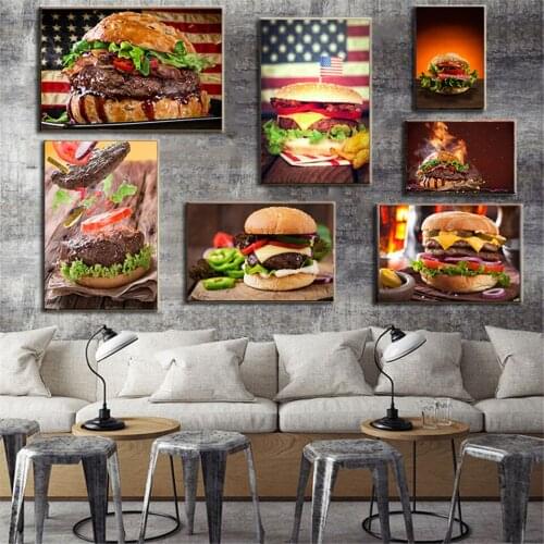 Delicious Burger Posters and Prints Home Decor Wall Art Food Hamburg Coke Canvas Painting Kitchen Room Decoration Modern Picture