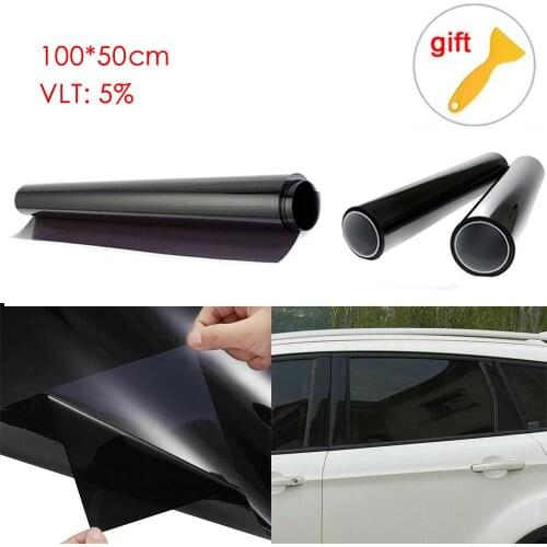 Car Window Glass Film 50x100cm Block The Sun UV VLT 5% Tinting Black Film Roll Car Exterior Accessories Sun Shade