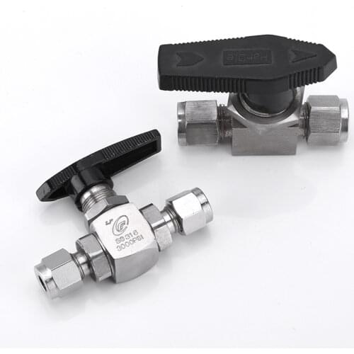 Fit 1/8" 1/4" 3/8" 1/2" 3/4" 6/12mm OD Tube Compression Ball Valve High Pressure 316L Stainless Stel 3000 PSI Water Gas Fuel Oil